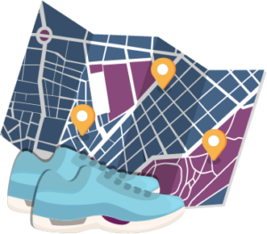 Illustration of map and shoes