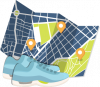 Illustration of map and shoes
