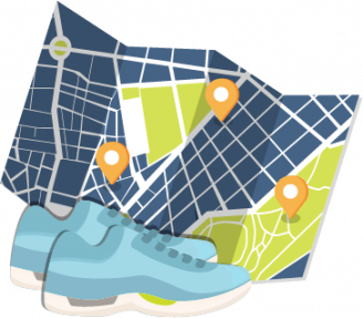 Illustration of map and shoes
